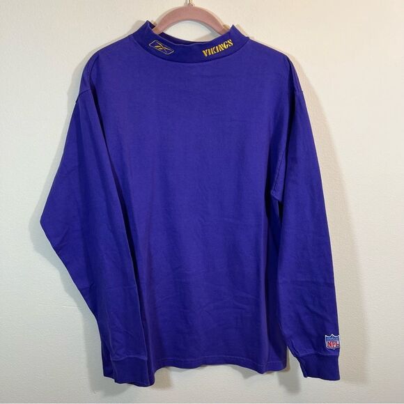 ✨ Reebok NFL Y2K Purple Mock Neck Long Sleeve Minnesota Vikings Medium - Picture 1 of 12